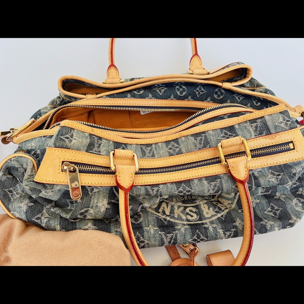 Authentic✅ Louis Vuitton Monogram Denim Cabas Raye GM Travel Bag 2 Way M95336 - Picture 9 of 12